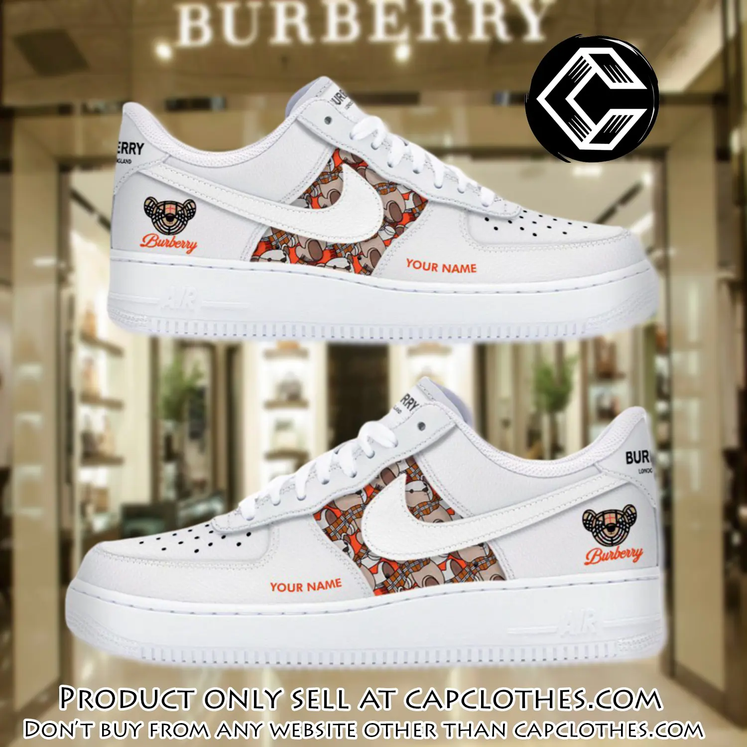 Personalized burberry luxury air force 1 sneakers limited af1 shoes oaf1000 cc3945960